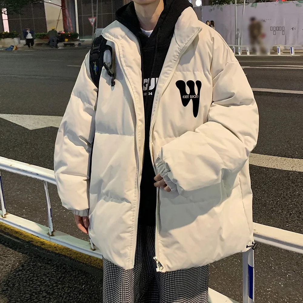 

Men's down Jaet Winter Lightweight Oversize Cotton Coat Thiened ort Bread Sle Warm Stand Collar Casual Faion