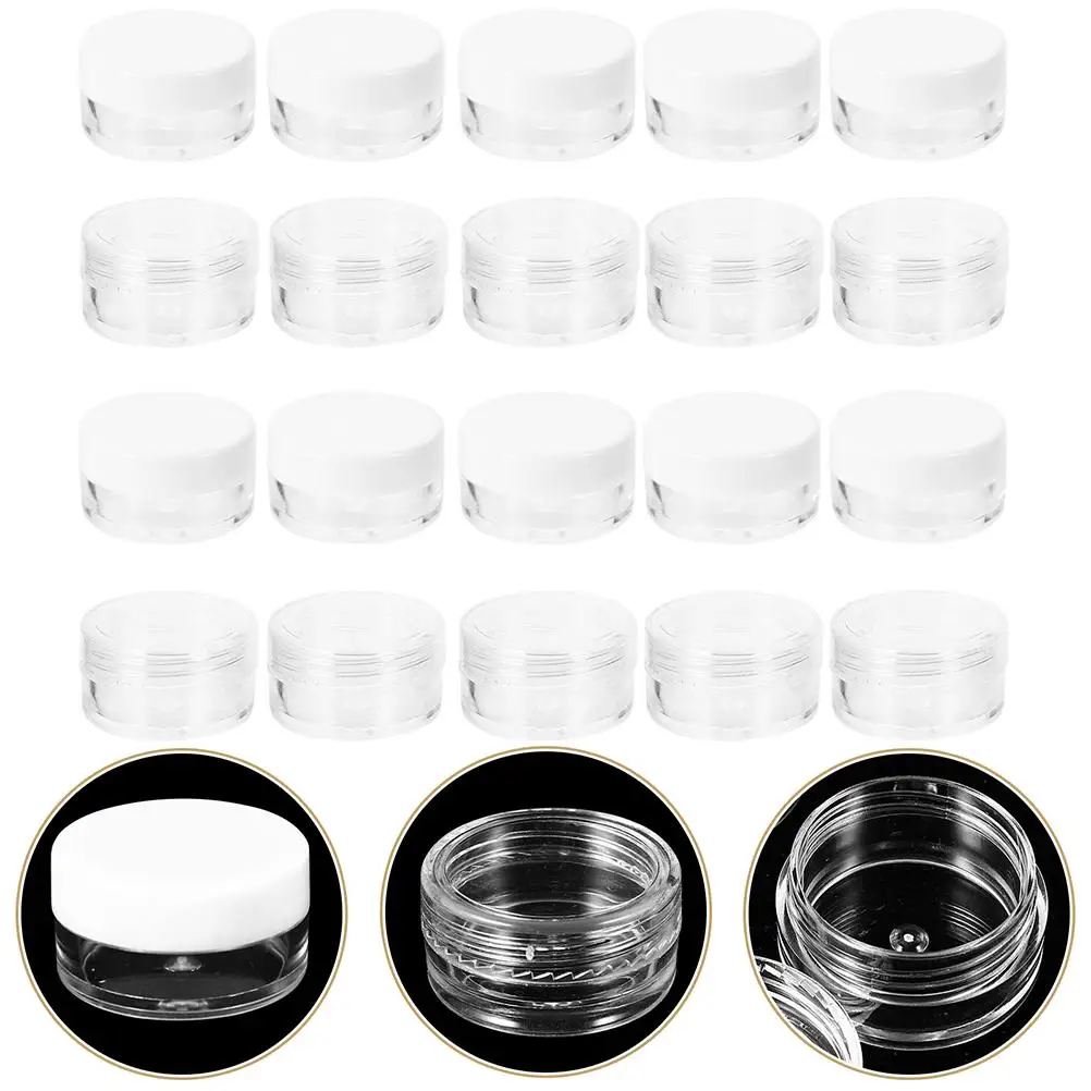 50pcs Sub คอนเทนเนอร์ 3g สีขาวหมวก 5g Jars พลาสติกขวดรีฟิลขวดสําหรับครีมโลชั่น Essential Oil Mask