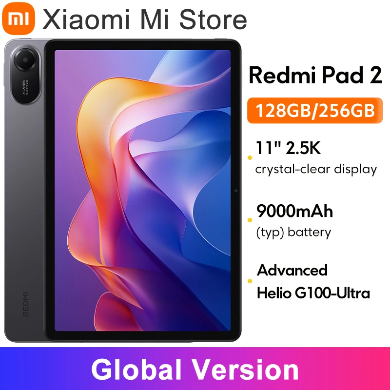 Global version Xiaomi Redmi Pad 2 Advanced Helio G100-Ultra 11" 18W fast charging 9000mAh battery 2.5K crystal-clear display
