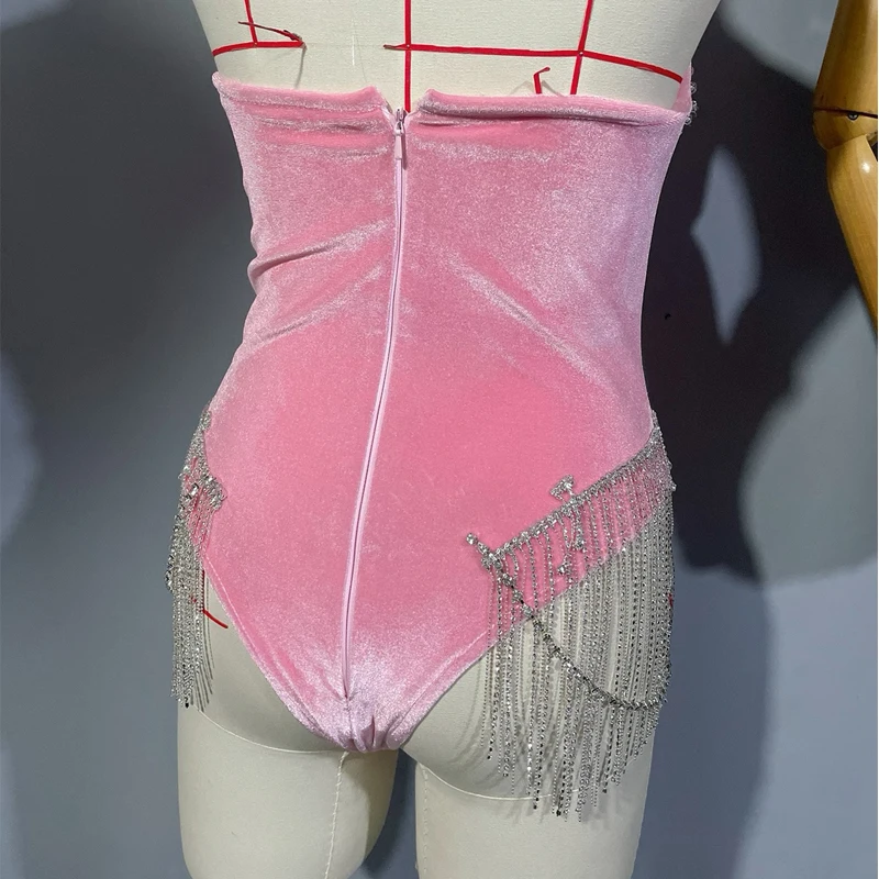 생일 파티 의상 바 나이트클럽 디제이 파티 고고 댄스 의상 스타 스팽글 태슬 바디수트 여성 폴댄스 의상 무대 의상