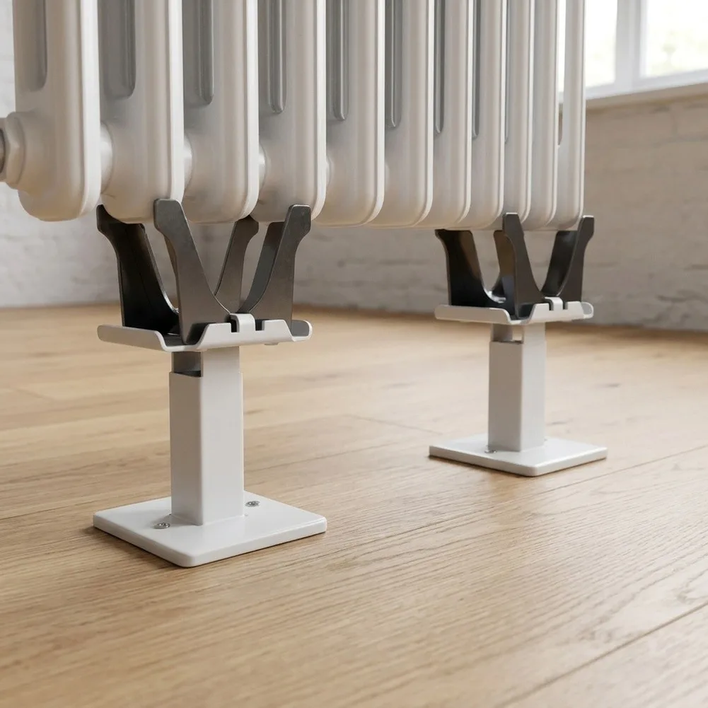 2PCS Steel Panel Radiator Floor Bracket 14-21CM Height Adjustable Support Base For Home Heating System Mounting Kit