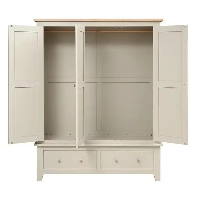 Modern Solid Wood Wardrobe with MDF Door Panels Height Adjustable Wall Mounted for Bedroom Apartment Hotel Home Office