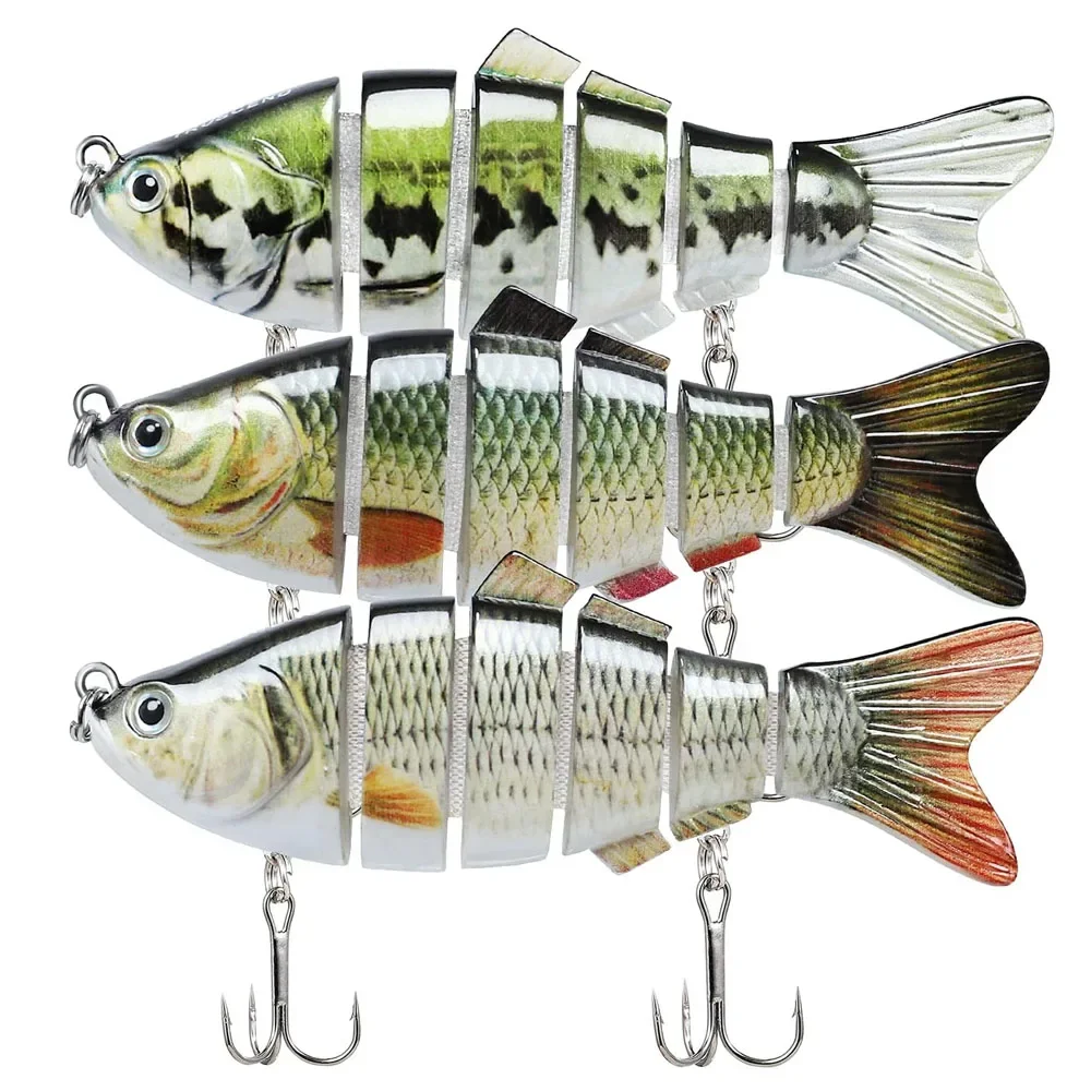 100MM 20G Multi-Jointed Fishing Lures,Realistic 6-Segment Swimbait,for Freshwater and Saltwater Crappie Walleye Pike Lure Kit