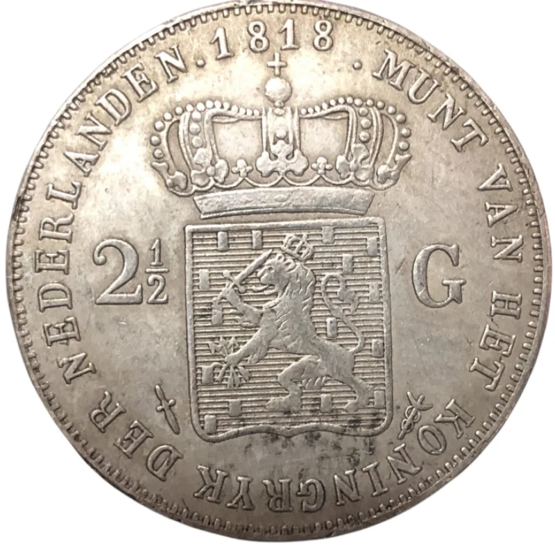 1818 Netherlands 2.5 Gulden-King Willem Silver Copy Coin