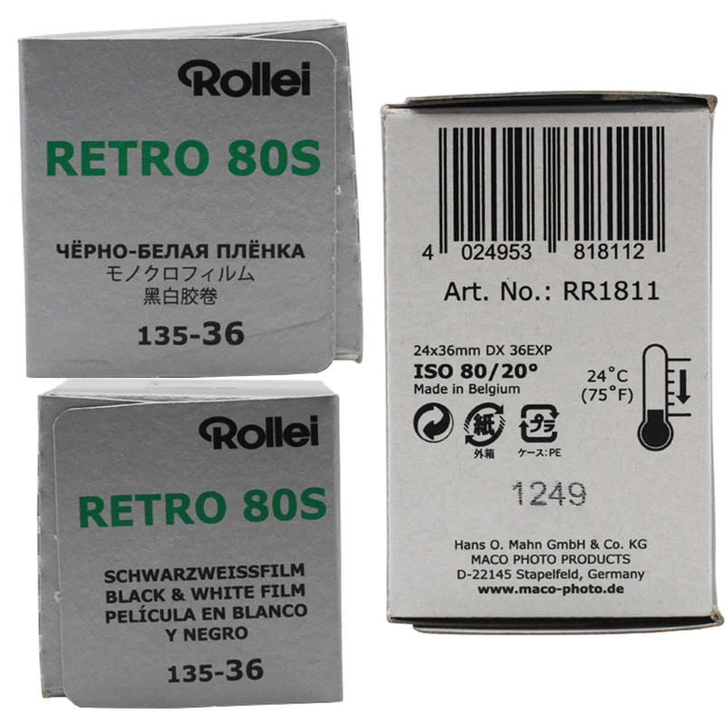 1-10Rolls Rollei Retro 80s 135 35mm Black and White Negative Film Camera Film 36 Exposures (Expiration Date: January 2025)