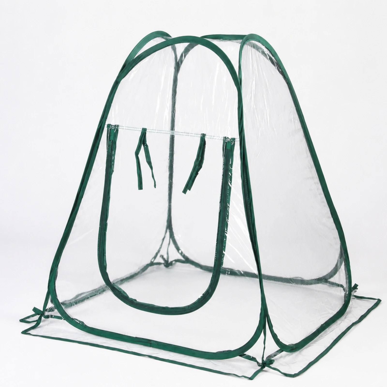 Foldable PVC Greenhouse Cover Easy Storage Transparent Plant Cover with Green Trim Portable Seedling Shelter with Tie Straps