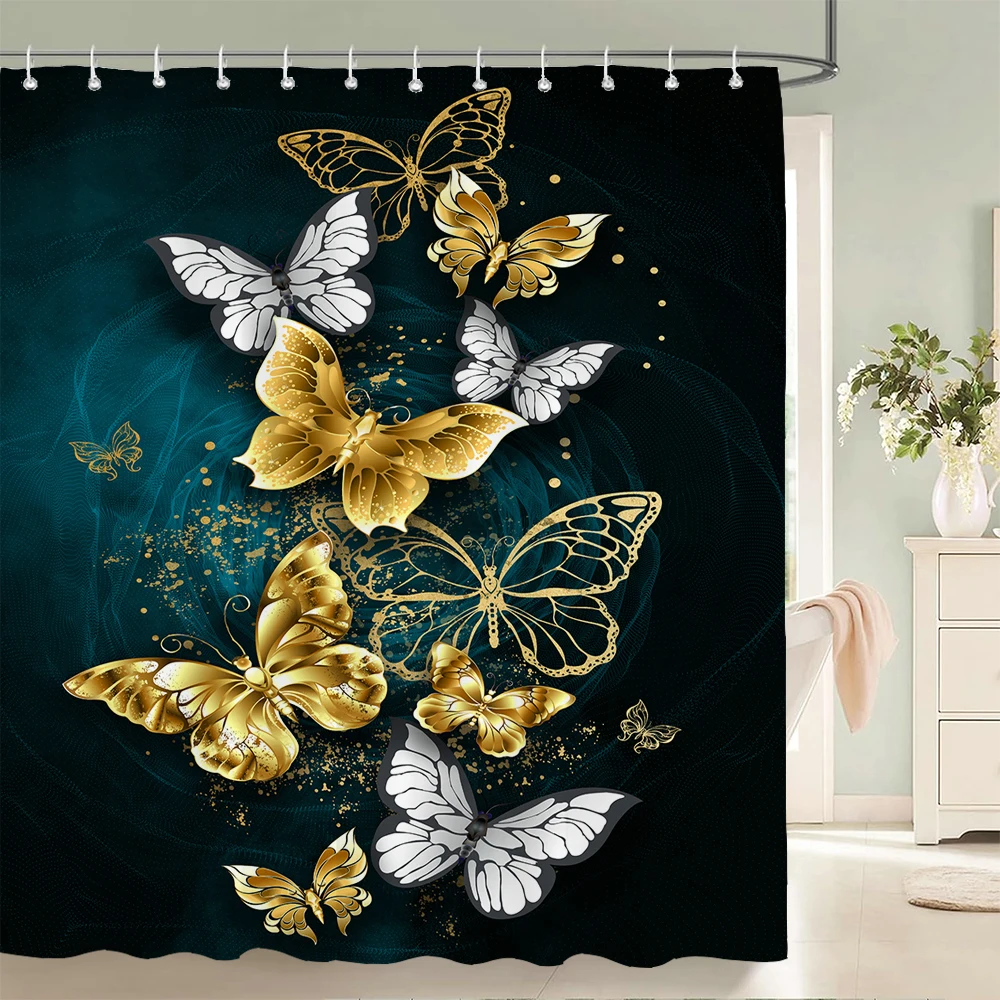 

3D Beautiful Butterfly Printed Shower Curtains Bathroom Curtains Waterproof Polyester Frabic Decoration Bath Curtain 180X180cm