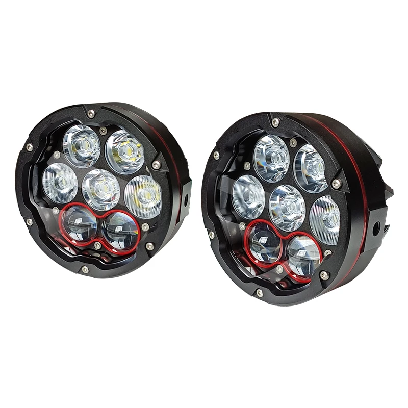 Motorcycle Front Headlight 210W IPX8 Waterproof High Bright Spotlightor White Yellow Light Dimming Function 7 Lens