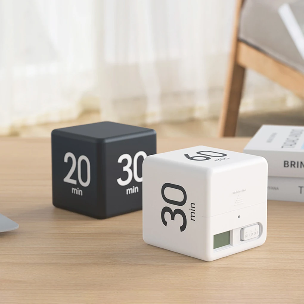 New Cube Timer Gravity Sensor Flipping LED Display 4 Preset Time Dual Modes Countdown Cooking Study Mini Digital Timer