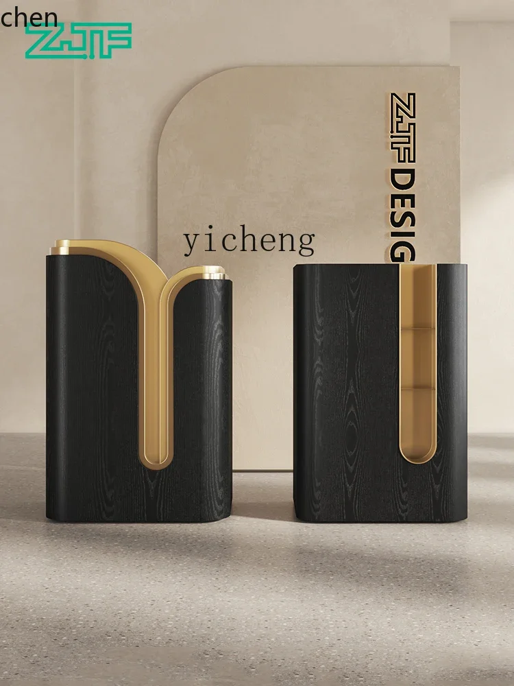 

Стойка ресепшн D16 для элитного ресторана, стойка для приема гостей, информационная стойка с отделкой под черное дерево, кассовая стойка.