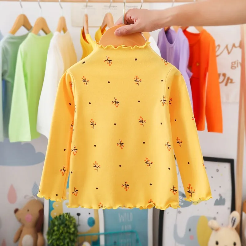 

Cotton Girls T-Shirt Long-sleeve Baby Kids Turtleneck Bottoming Shirt for Children Clothes New Spring Girl Tops