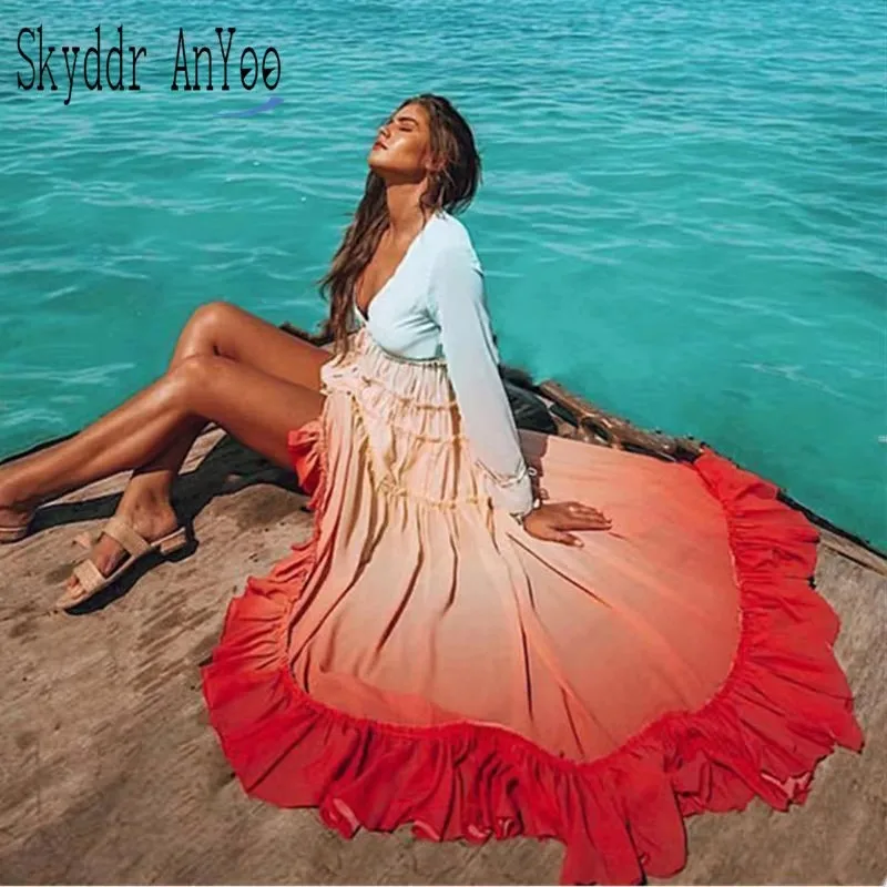 Beach Holiday Summer Dresses For Women 2025 Vestidos Loose Cover-up Elegant Long Dress