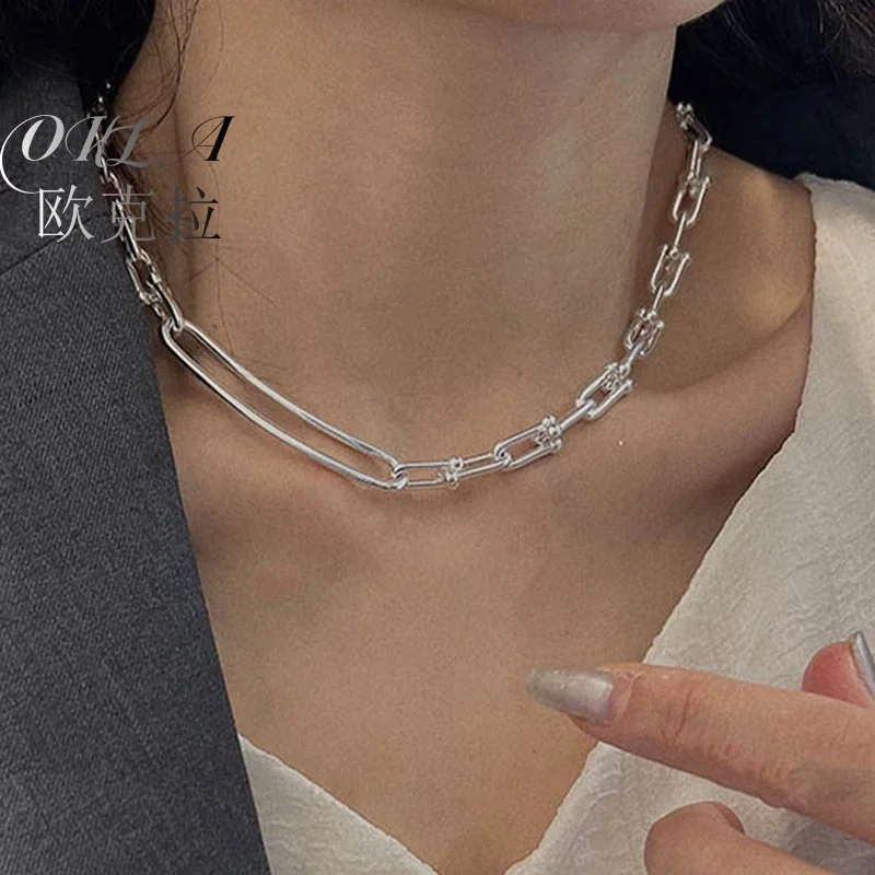 

OKLA Vintage Punk Thick Chain Bracelet Party Jewelry for Women Couples Fashion Creative Hollow Geometric Beach Accessories