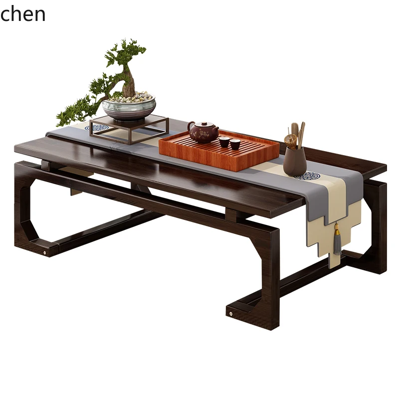 HT  Tatami Tea  New Chinese Style Bay Window Floor Low  Kang  Solid Wood Small Coffee