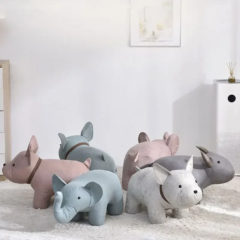 Living Room Chairs Ottoman Cute Elephant Chair Furniture Kids Stool  Nordic Home Ottomans Wooden Stool Furniture Decoration