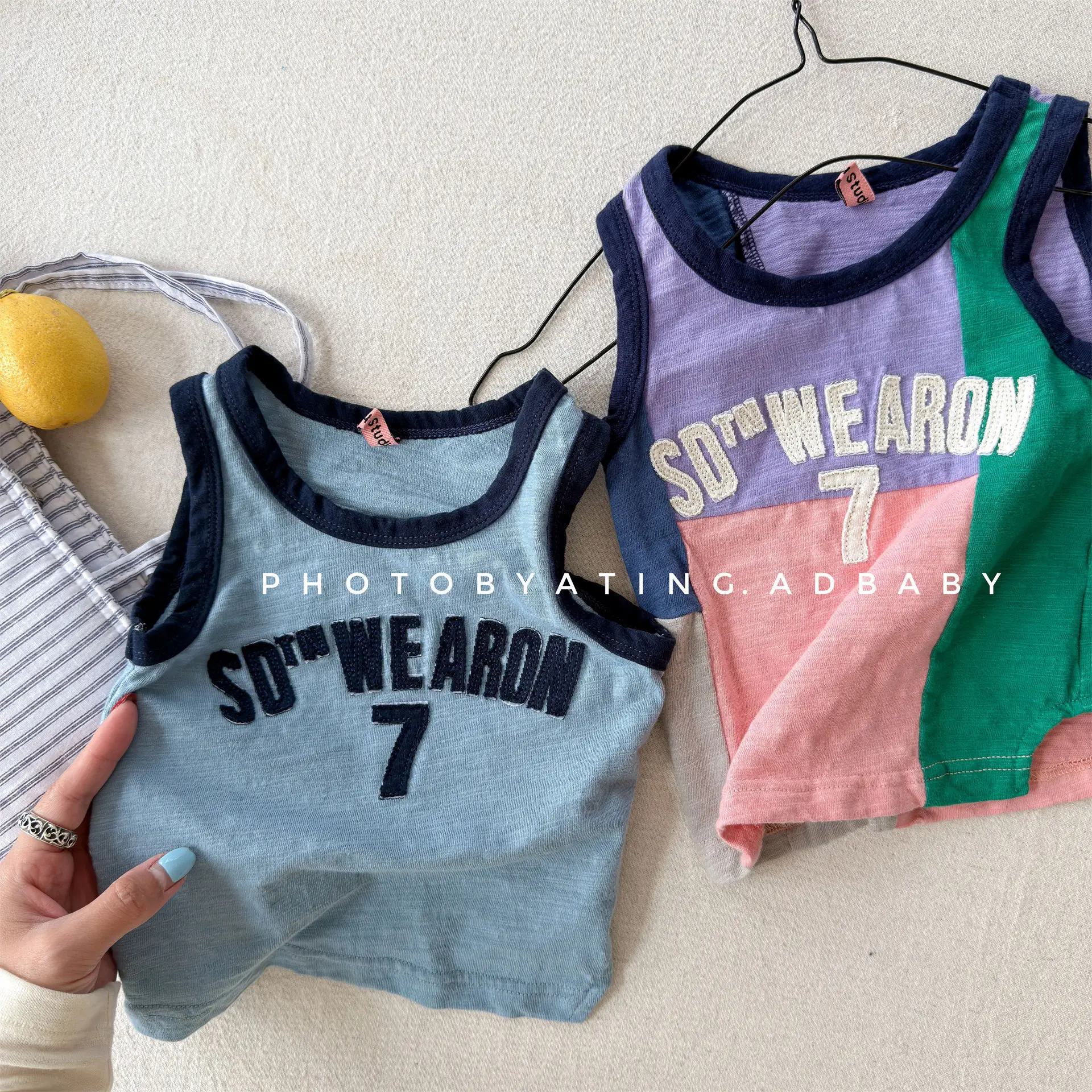 

2026 Summer New Children Sleeveless T Shirts Boys Girls Thin Cotton Vest Fashion Kids Casual Tops Baby Letter Vest Kids Clothes