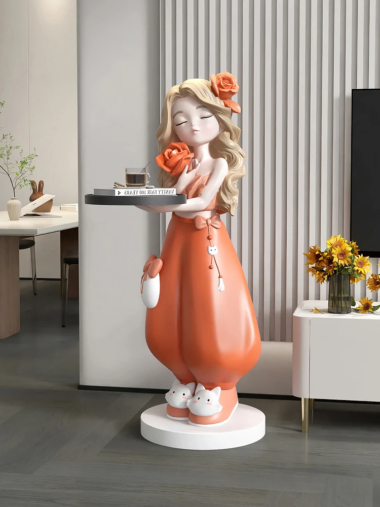 

Домашний декор, светящиеся фигурки, мебель для дома, гостиная, большая милая статуя девушки, поднос для хранения, стеллаж для хранения, декор пола, подарки на новоселье