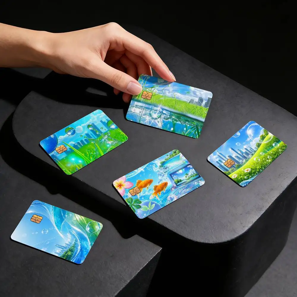 Tropical Preppy Frutiger Aero Art Creative Bank Card Sticker Covers Chip Cards Credit Card Skins Scratch Protection