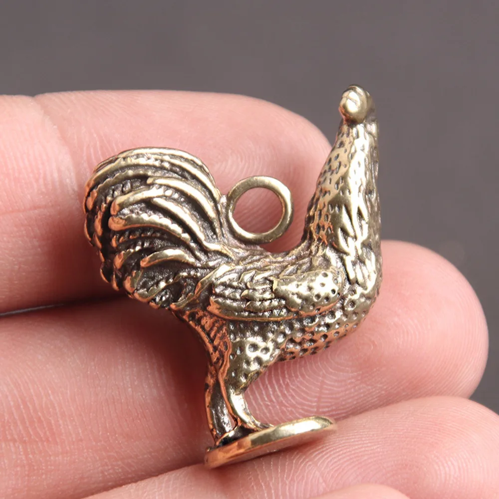 Pure Brass to Make Old Coins Fortune Rooster Key Chain Pendant Zodiac Destiny Transfer Pendant Stall Supply