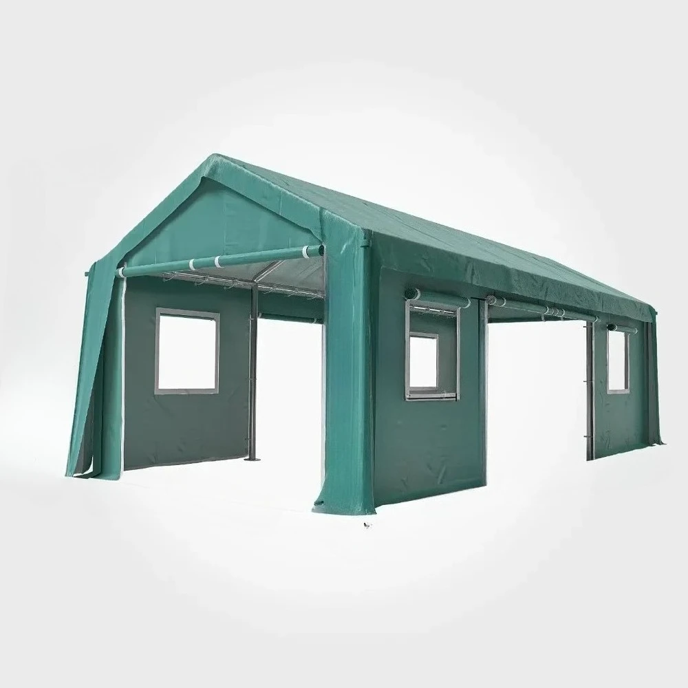 

# l for 10'x20' Carport Garage with 4 Roll-up Doors & 4 Windows for Car Truck Boat, Heavy Duty Portable Waterproof Carport Garag