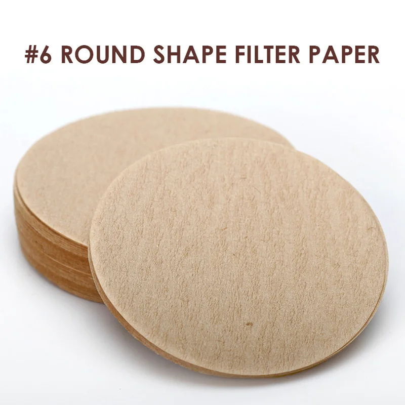 100PCS Coffee Filter Paper Round Shape 60mm Wood Fiber No. 6 Coffee Filter Cafe Tools for Moka Pot Vietnamese Phin Ice Drip