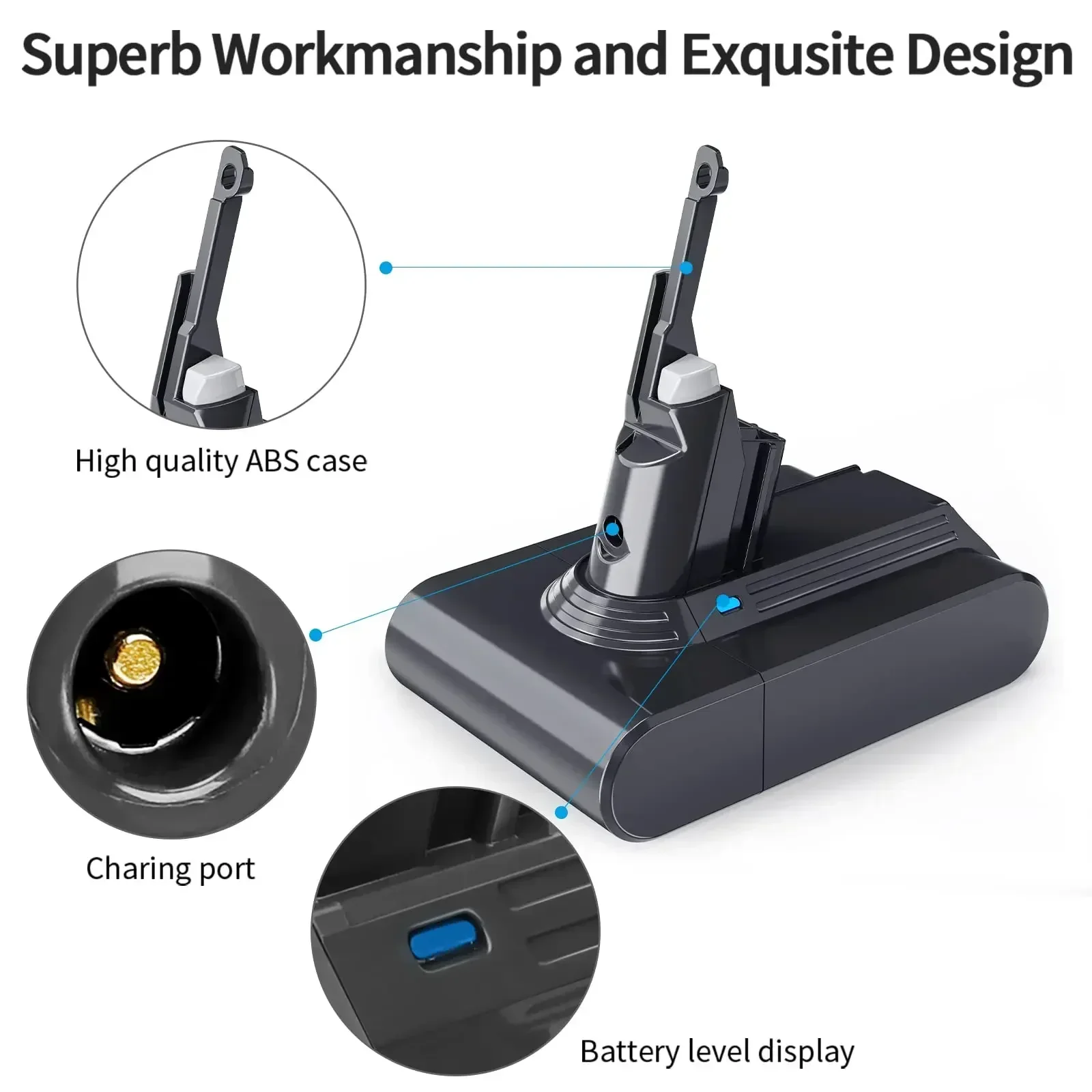 Batterie Absolute pour aspirateur Dyson V7, 21.6V, 6000mAh, SV11