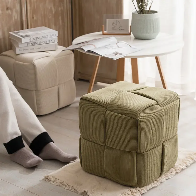 Home Chair Internet Celebrity Small Stool Home Coffee Table Stool Creative Woven Fabric Low Changing Shoe Foot