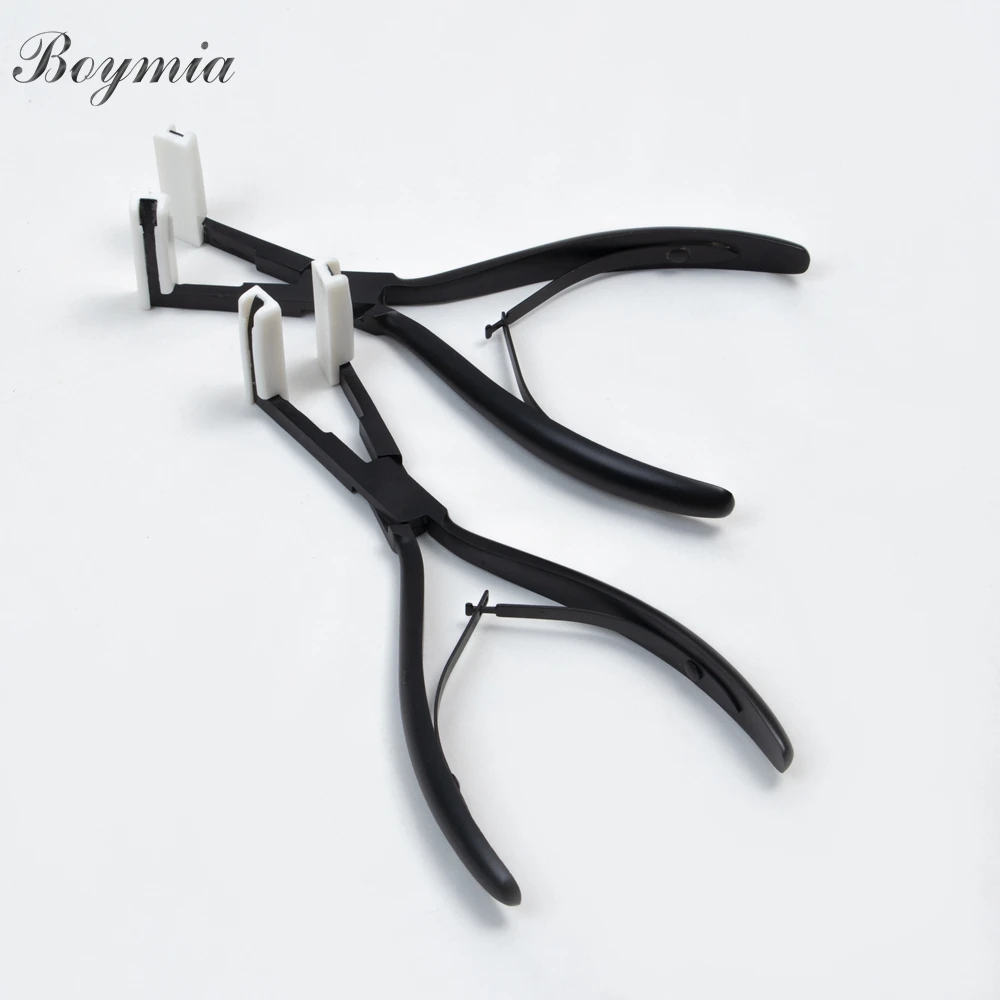Boymia Black Stainless Steel Pliers for Tape Hair Extension Professional Tape Sealing Pliers Keratin Hair Extensions Tools