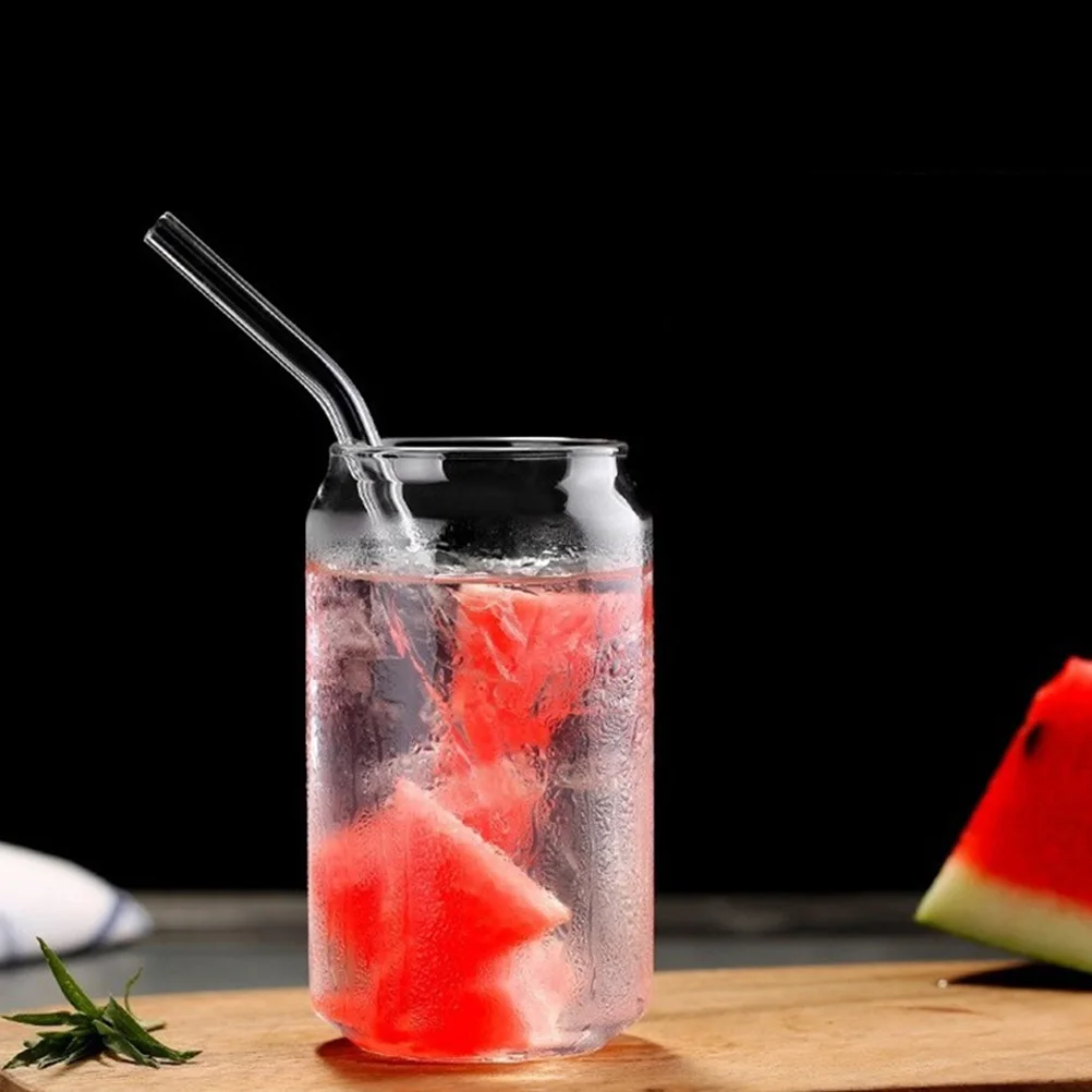 

2Pcs Premium Glass Mugs Transparent Multi-Purpose Water Containers for Home Office Long Time Use Ring-Pull Can Shaped Cup