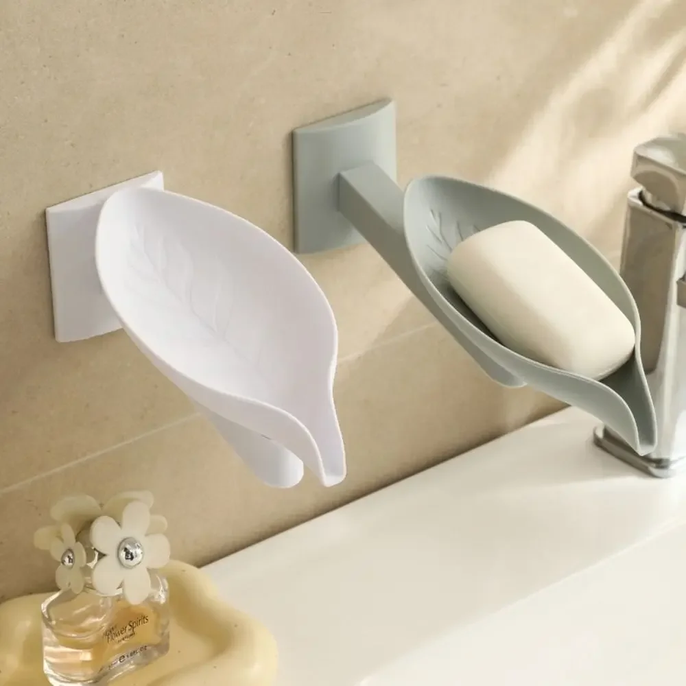 

Creative Adjustable Soap Drain Rack Leaf Shape 360 Rotatable Bathroom Soap Holder Wall Mounted Bathroom Accessories Soap Box