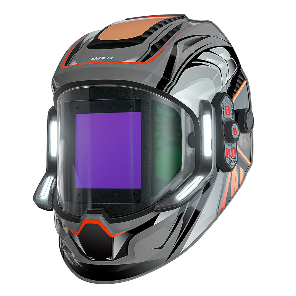 ANDELI True Color Welding Helmet Large Viewing Auto Darkening Electric Welding Mask with Side View 4 Arc Sensor for TIG MIG ARC