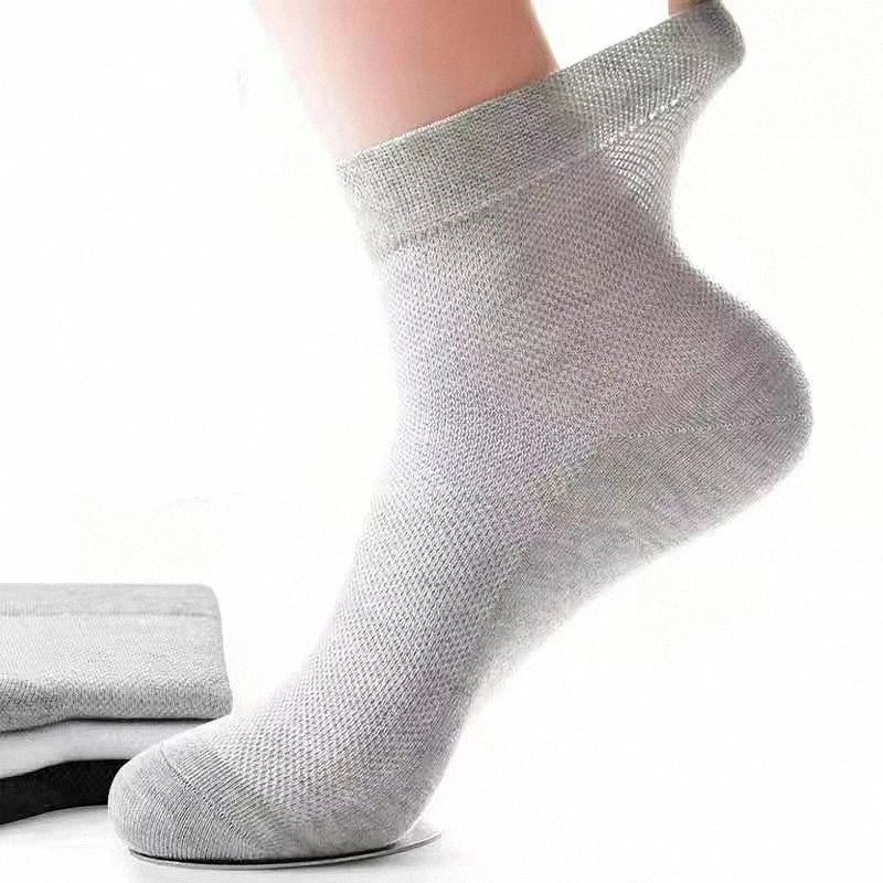 Chaussettes de dehors en Maille Respirante et Confortable pour Homme, Absorbant la Sueur, Noir Pur, Tube Moyen Fin, Grande Taille, Été, 5/10 Paires