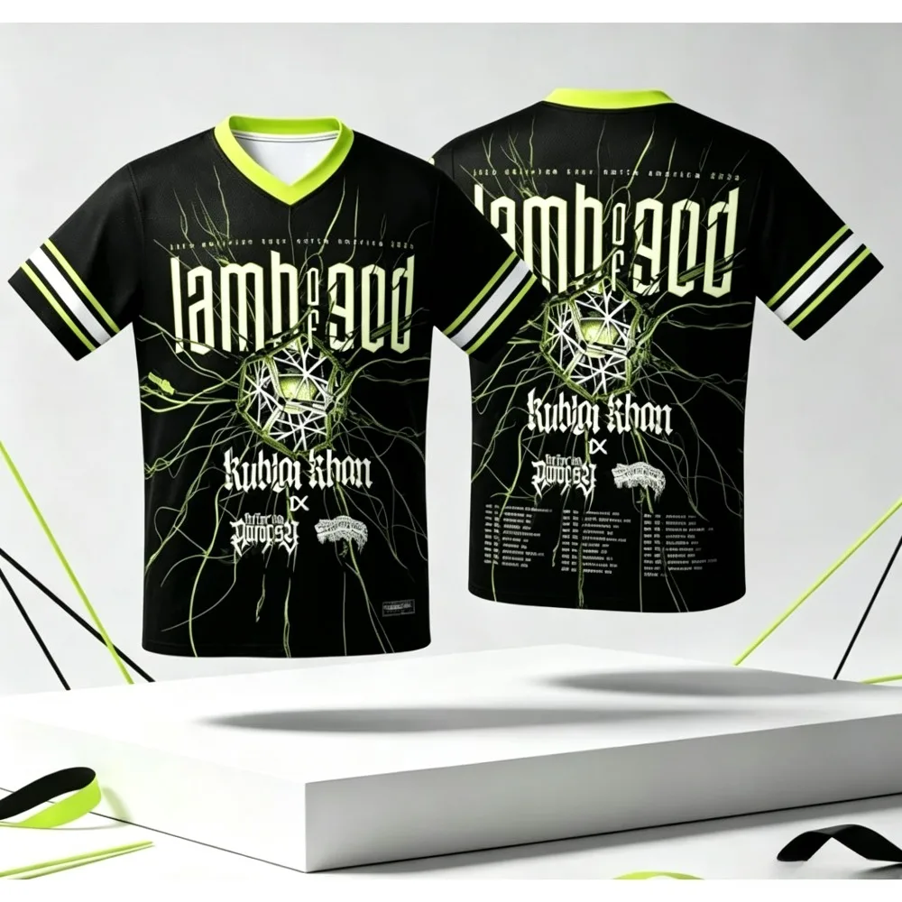 God Lamb Into Oblivion Tour V-neck T-shirt Heavy Metal Rock 3D Printed Breathable Quick Drying Fashion Breathable Short Sleeve