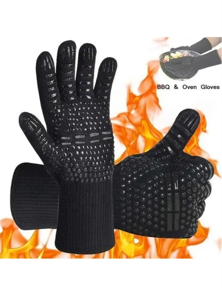 1472°F Heat Resistant Fireproof Oven Mitts Long Silicone Mittens BBQ Gloves Grilling Gloves for Kitchen Smoker Barbecue Camping