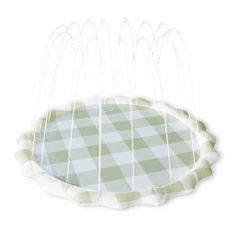 

Neutral Gingham Outdoor Splash Pad for 67in Water Mat Sprinkler Toy Toddlers Summer Pool Play Mat with Cool Splash Design