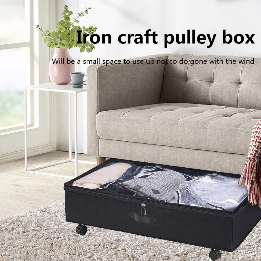 Folding bed bottom box with wheels under the bed cloth technology dust cover storage finishing iron technology pulley box