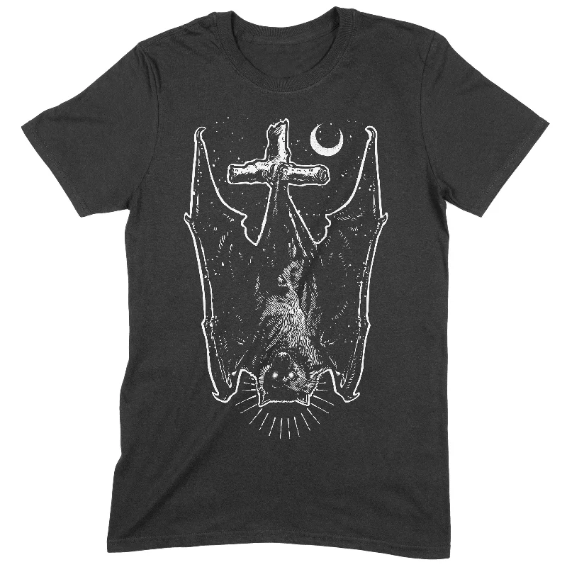Upside Down Vampire Bat Goth Halloween Męska koszulka