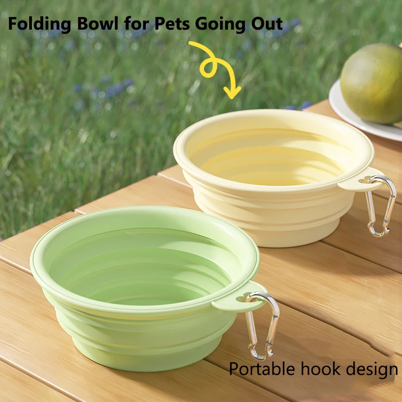 

Folding Portable Silicone Dog Feeder Bowl Pet Dispenser Outdoor Travel Dog Cat with Carabiner Bottle Food Water Container