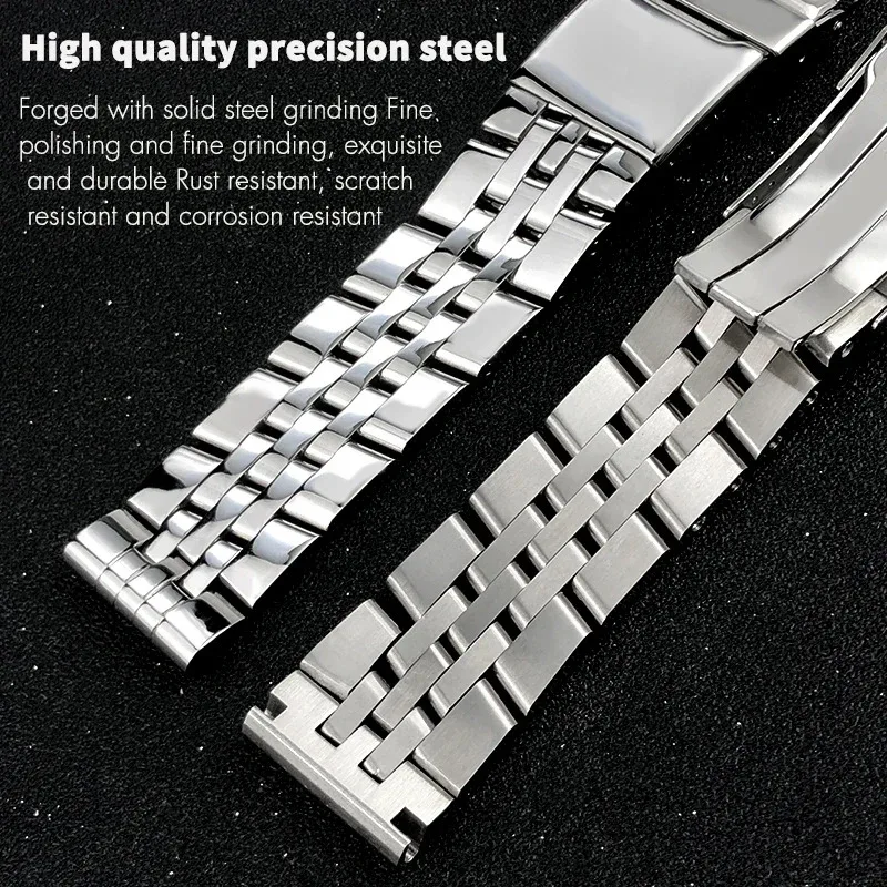 Fit for Breitling Solid Stainless Steel Watchband Avenger Challenger NAVITIMER SUPEROCEAN Metal Watch Strap 18m 20mm 22mm 24mm view 5
