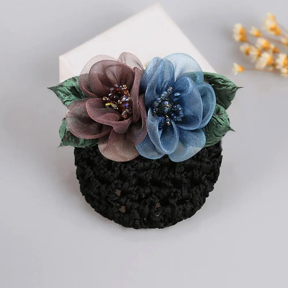 Beautiful Hair Clip Anti-Slip Durable  Hairgrip Lace Flower Leaf Office Hair Net   for Daily Wear  Hair Net