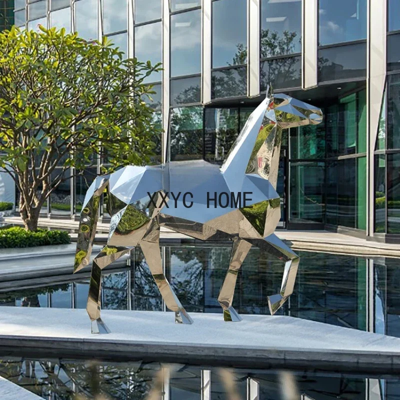 Stainless Steel Sculpture Lobby Outdoor Large Floor Ornaments Sales Office Courtyard Lawn Landscape Decorations