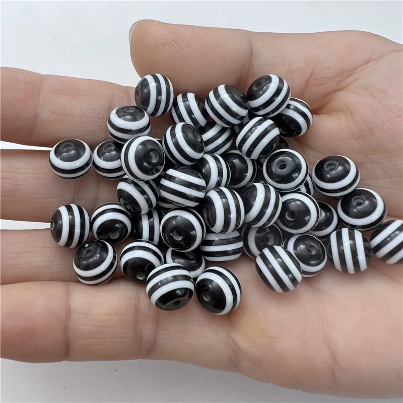 8-10mm Charm Acrylic Stripe Colorful Perforation Spacer Beads Beaded Bracelet Necklace Amulet DIY Accessory Making Supplies Find