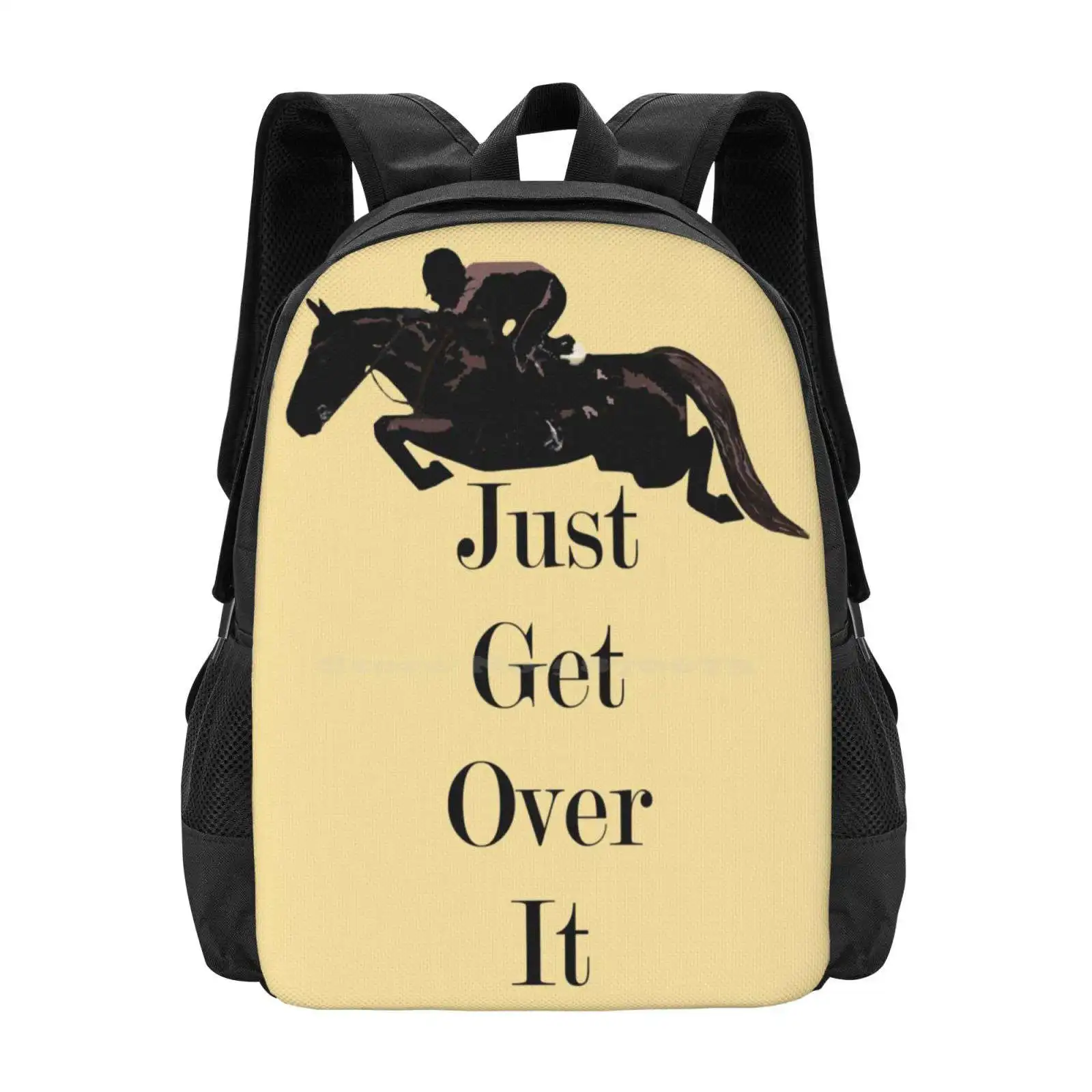 Just Get Over It Equestrian Horse Large Capacity School Backpack Laptop Bags Just Get Over It Horses Horse Jumping Equestrian