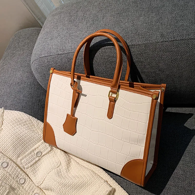 Fashion Large Capacity Handbag 2023 New Color Contrast Autumn Winter All-Match Crossbody Bag Hign-Grade Sense Commuter Tote Pack