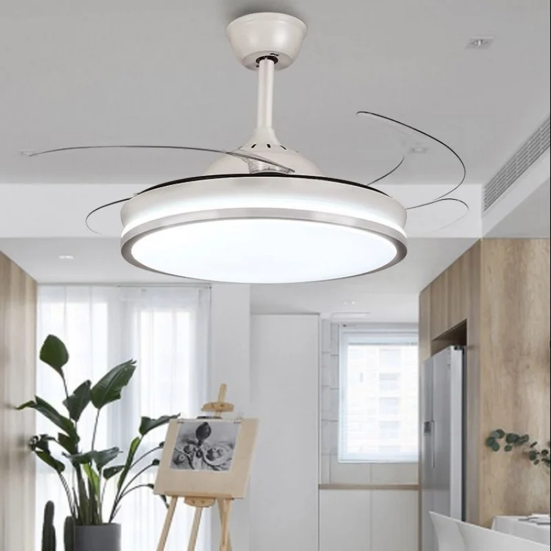 Fan Lamp Living Room Dining Room Bedroom Invisible Frequency Conversion Modern Simple Bluetooth Audio with Electric Fan Integrat