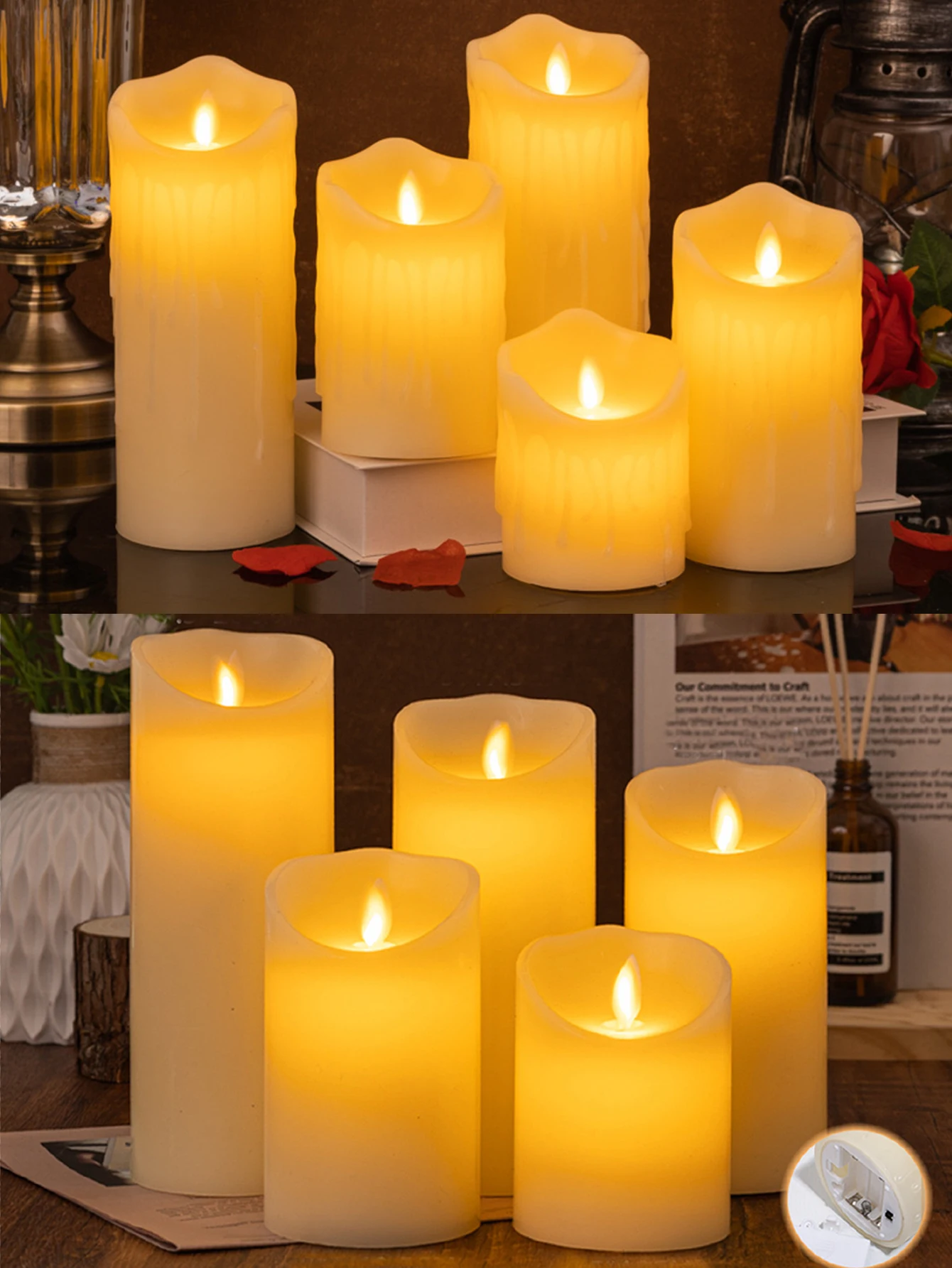 

Светодиодная большая пластиковая свеча, одинарные мерцающие беспламенные свечи, уличные водонепроницаемые беспламенные свечи, светодиодные Flickeri на батарейках