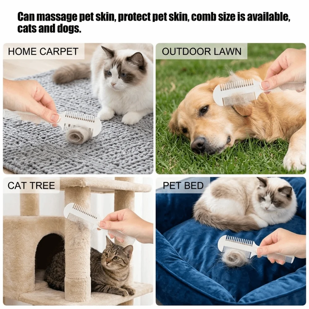 Gentle Round Head Pet Grooming Comb Smooth Sturdy Dematting Comb Comfortable Flexible Pet Massage Brush Loose Hair Removal