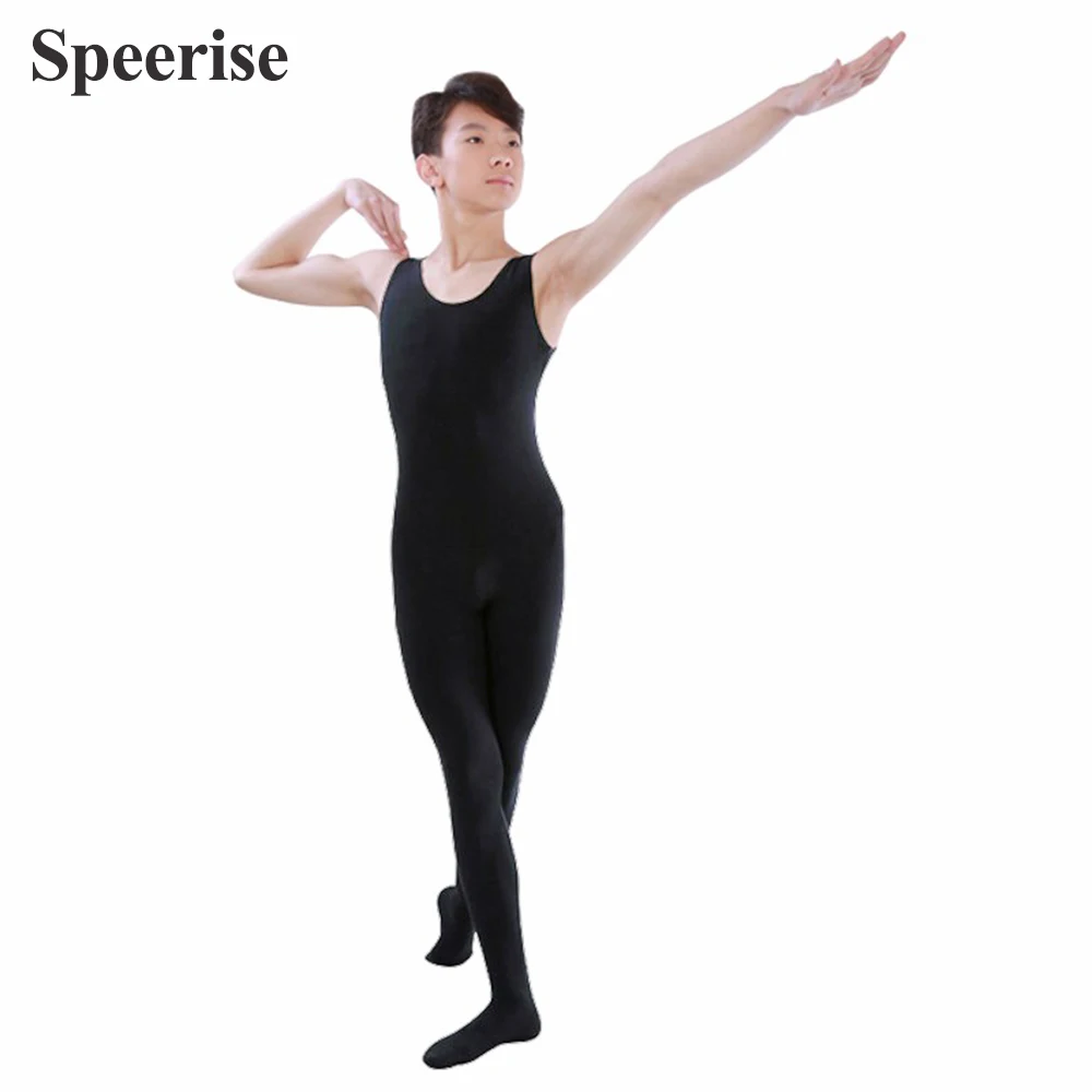 Adult Men Tank Unitard With Feet Cosplay Spandex Yoga Jumpsuits Sleeveless Rompers Solid Elastic Bodycon Fitness Casual Outfit