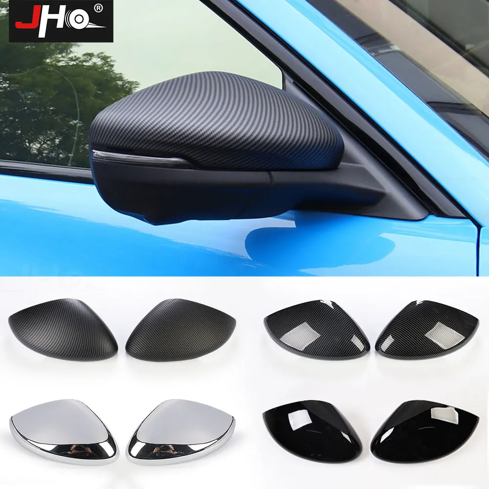 

JHO Black Car Side Door Rear View Mirror Cover Case Shell for Ford Mustang MACH-E 2021 2022 Carbon Grain Chrome Accessories