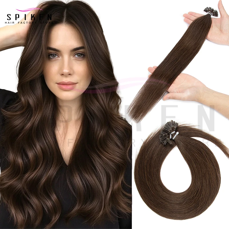 K Tip Hair Extensions Straight, Pre Bonded Keratin Capsule Fusion Real Human Hair Extensions, 50 Pieces Human Hair
